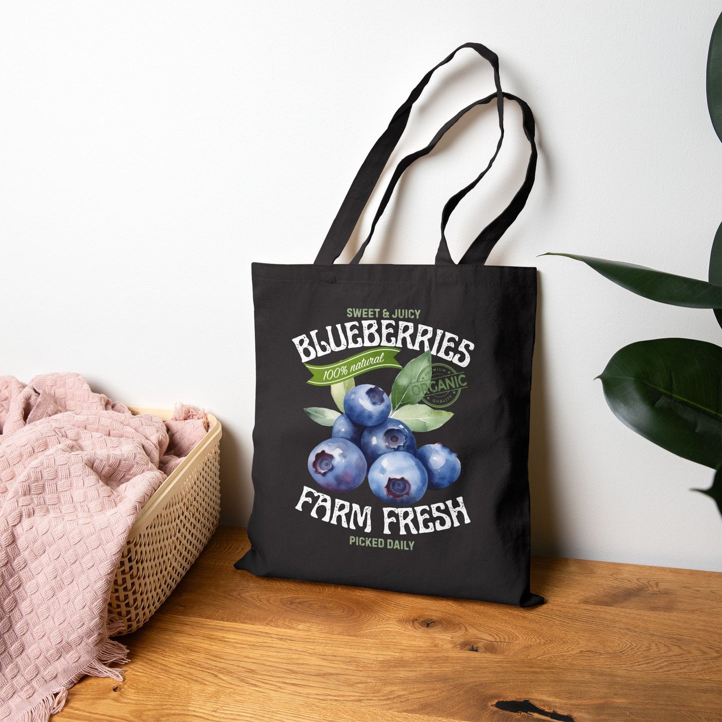 Blueberries Farm Fresh Canvas Tote