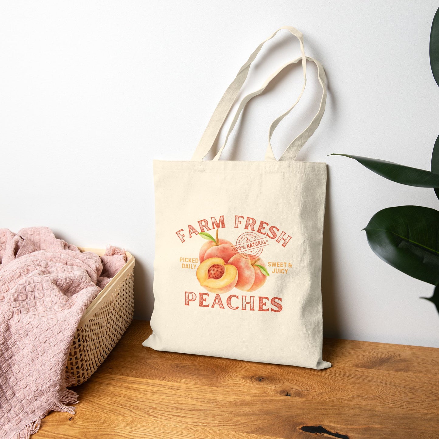 Farm Fresh Peaches Canvas Tote Bag