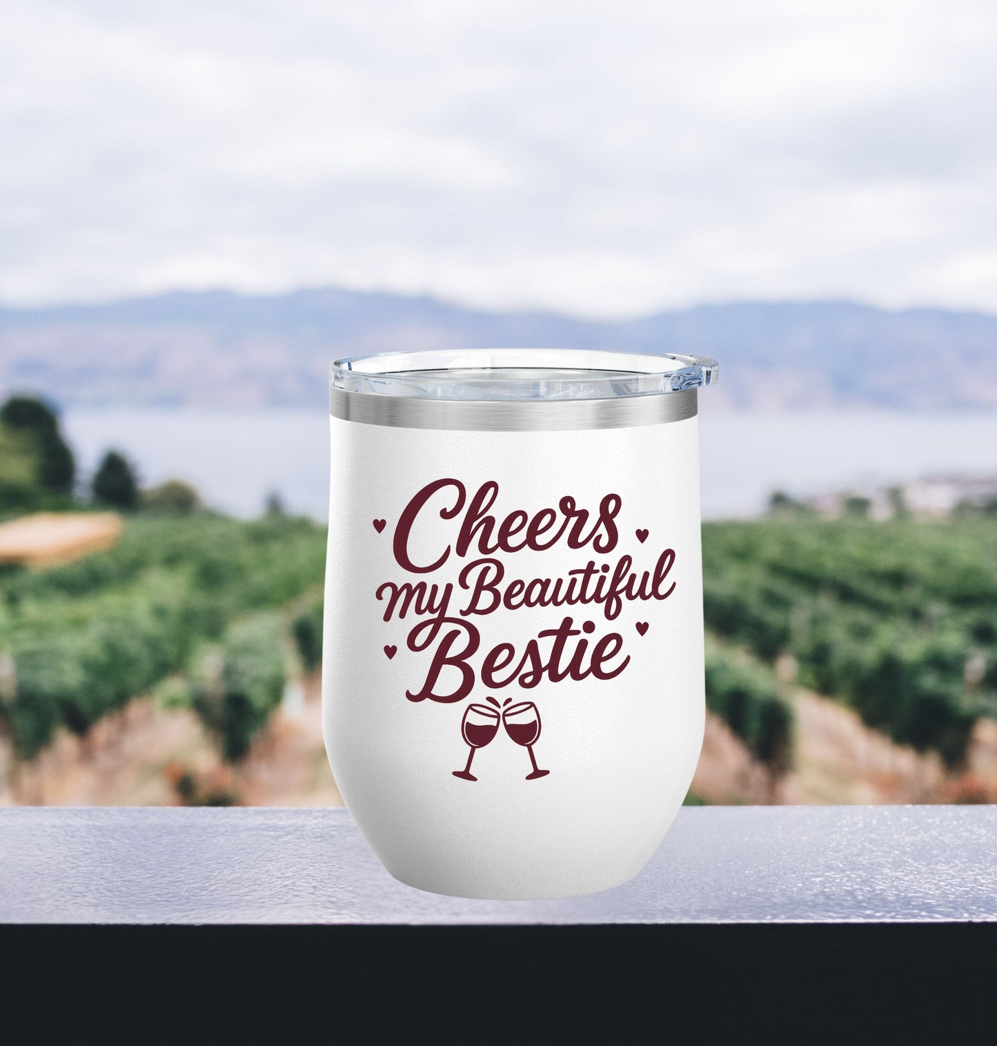 Cheers My Beautiful Bestie Tumbler | Birthday Gift for Wine Lovers