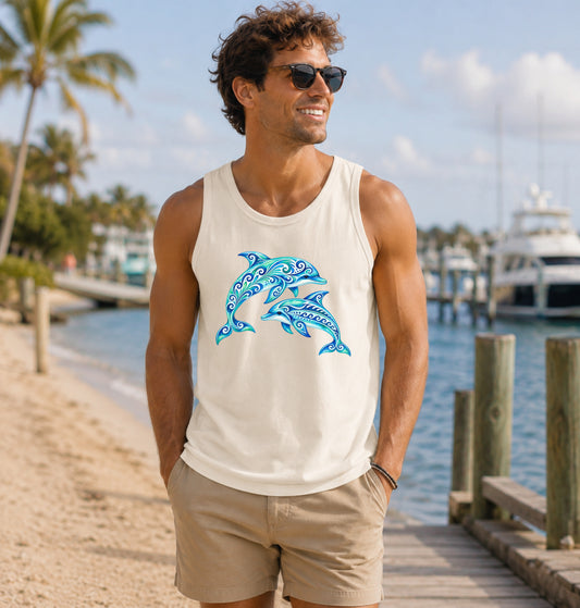 Watercolor Dolphin Coastal Tank Top