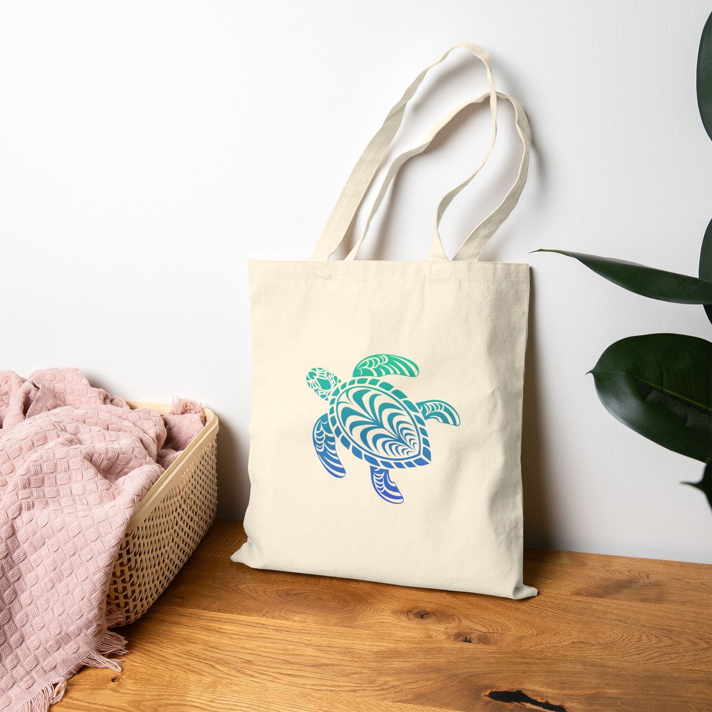 Tribal Sea Turtle Tote Bag | Eco-Friendly Cotton Beach Tote