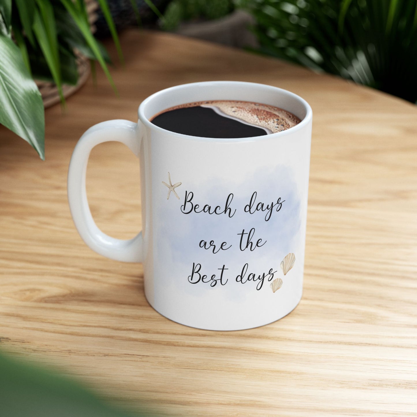 Beach Days Are the Best Days Mug | Tropical Sunset Watercolor Ceramic Mug
