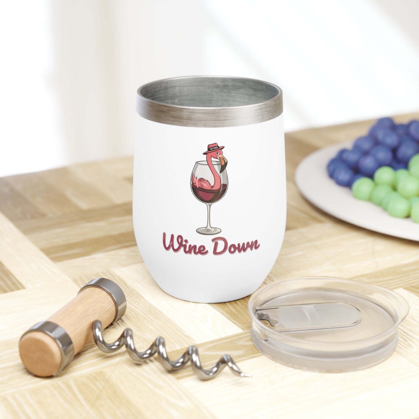 Wine Down Flamingo Tumbler | 12oz Gift for Wine Lovers