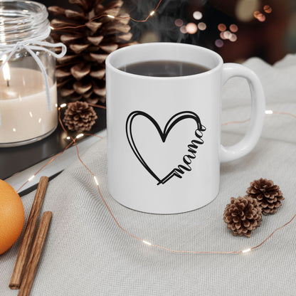 Charming Heart Mama Mug | Ceramic 11oz & 15oz Coffee & Tea Cup