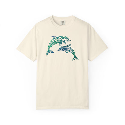 Tribal Dolphin Tee | Whimsical Ocean Lover Comfort Colors Shirt