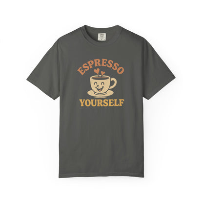 Espresso Yourself Comfort Colors T-Shirt, Unisex Casual Coffee Tee, Funny Tee, Retro Graphic T-shirt, Coffee Work T-Shirt
