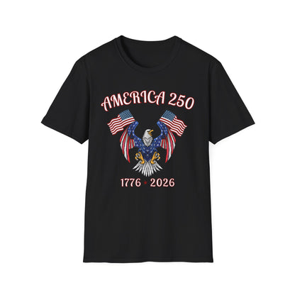 America 250 Eagle T-Shirt — 1776–2026 Patriotic Flags Tee