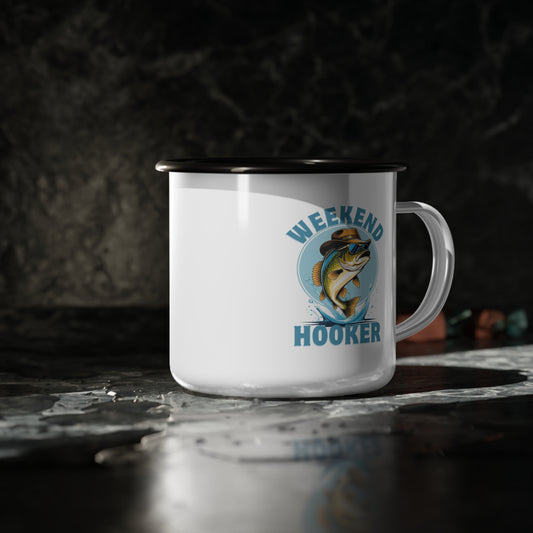 Weekend Hooker Enamel Camp Cup | Fishing Mug for Outdoor Enthusiasts, Camping Gear, Gifts for Dads and Moms, Father's Day, Mother's Day, Gifts for Fishermen for Him or Her