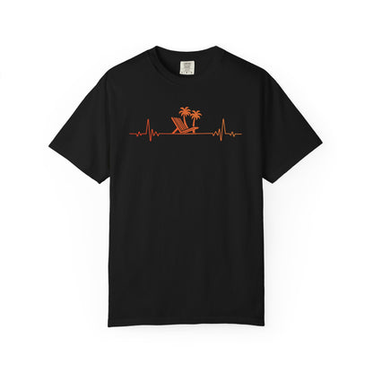 Tropical Heartbeat Tee | Coastal Beach Shirt with Palm Trees