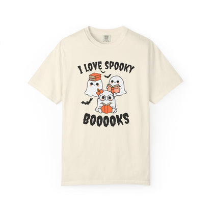 I Love Spooky Booooks Ghost Tee | Cute Halloween Reading Shirt