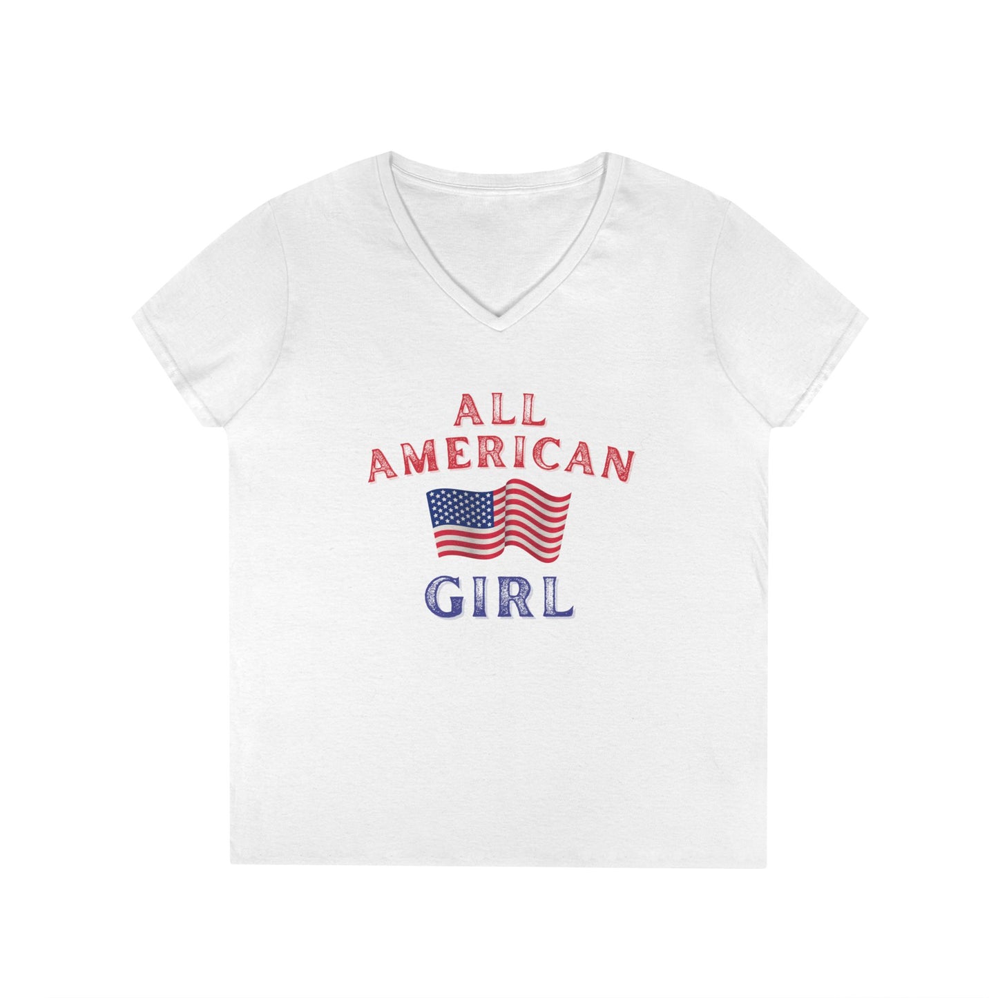 All American Girl V-Neck | Patriotic Women’s T-Shirt