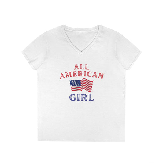 All American Girl V-Neck | Patriotic Women’s T-Shirt