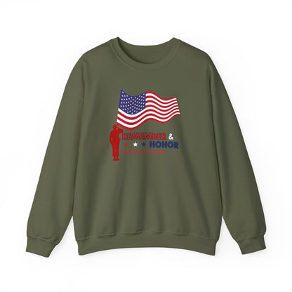 Patriotic Crewneck Sweatshirt for Veterans, Memorial Day Gift, Unisex Heavy Blend, Remember & Honor Shirt, Casual Comfort Wear