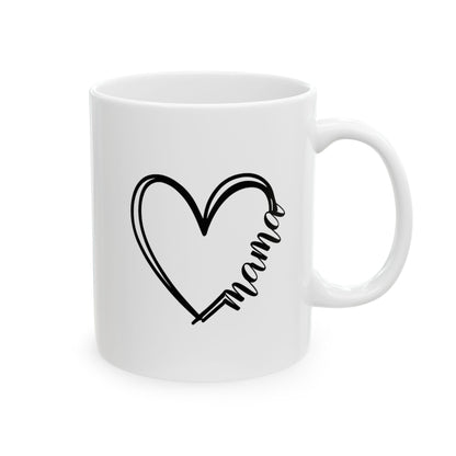 Charming Heart Mama Ceramic 11 oz Mug - Perfect Gift for Coffee Lovers, Heartwarming Tea Cup, Unique Housewarming Present, Cozy Home Décor, Mother's Day Gift, New Mom Gift, Mama mug