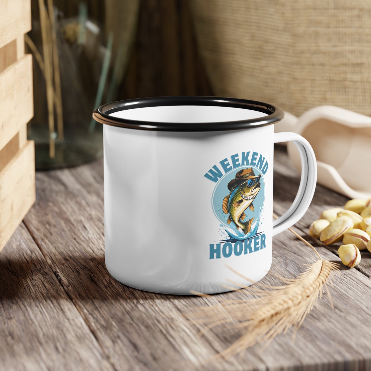 Weekend Hooker Enamel Camp Cup | Fishing Mug for Outdoor Enthusiasts
