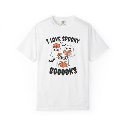 I Love Spooky Booooks Ghost Tee | Cute Halloween Reading Shirt