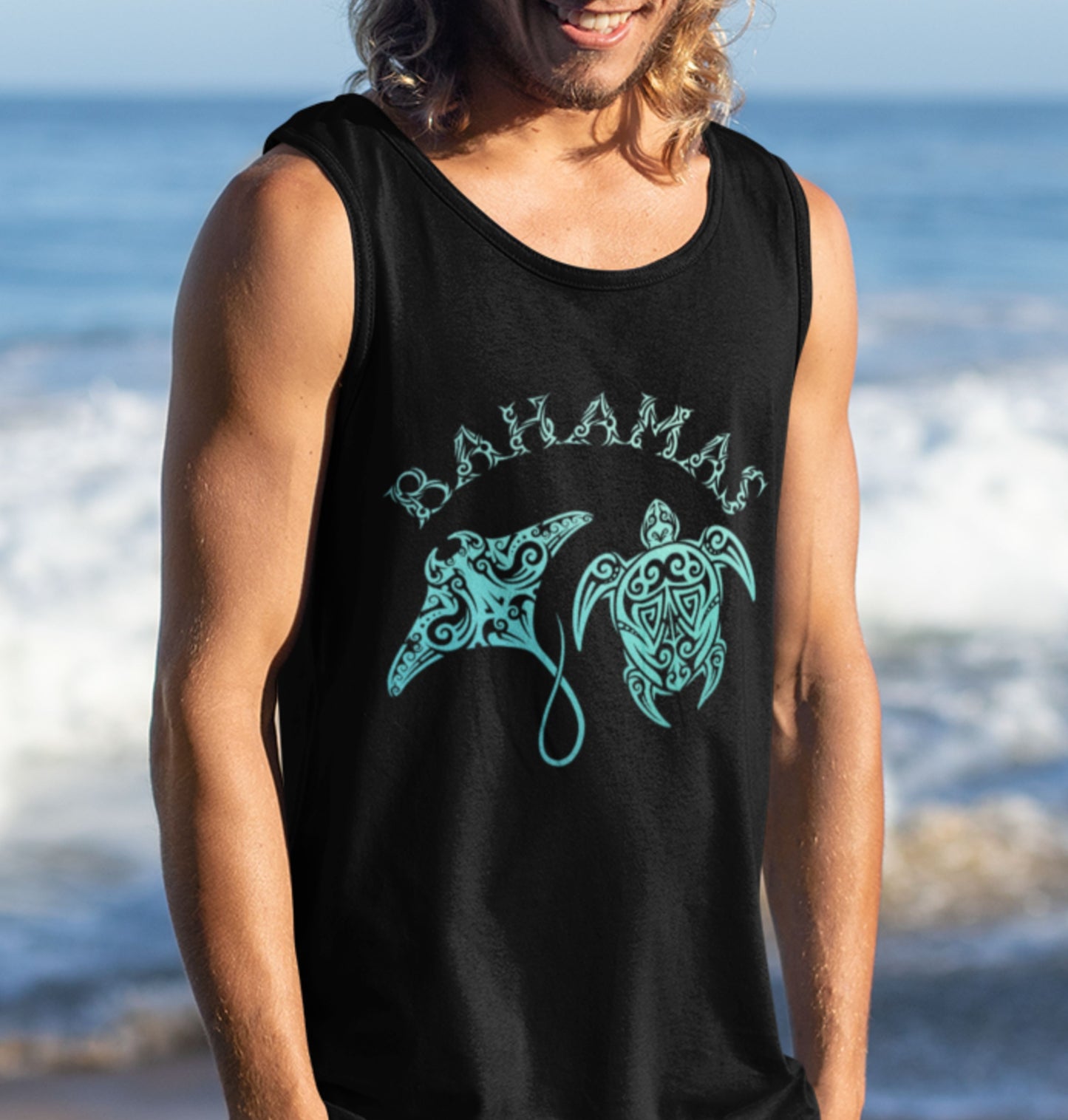 Bahamas Sea Life Tank Top | Stingray & Sea Turtle