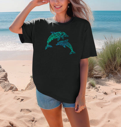 Tribal Dolphin Tee | Whimsical Ocean Lover Comfort Colors Shirt