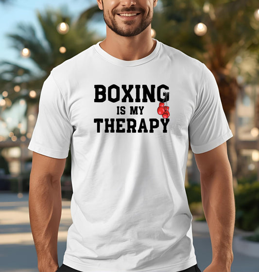 Boxing is My Therapy Tee | Comfort Colors Motivational Shirt