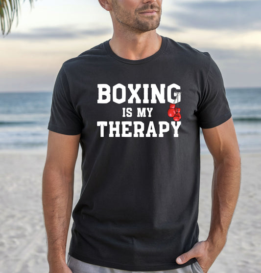 Boxing is My Therapy Tee | Comfort Colors Motivational Shirt