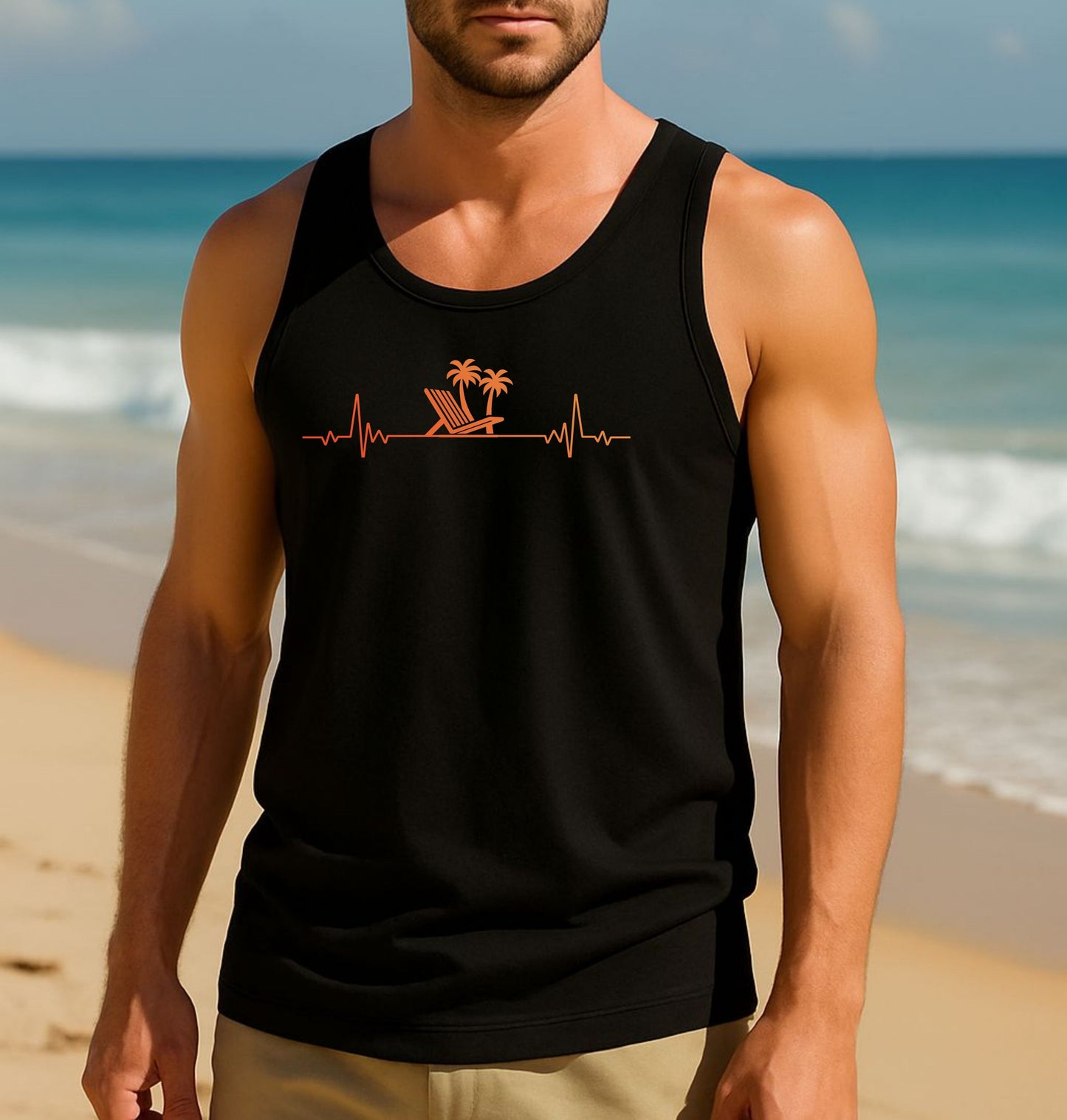 Heartbeat Frequency Tank Top | Coastal Beach Graphic Tee