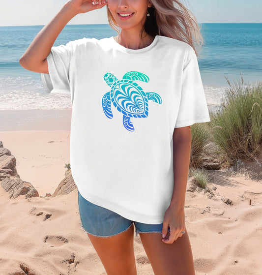 Ocean-Inspired Turtle Graphic Tee | Comfort Colors Beach Shirt