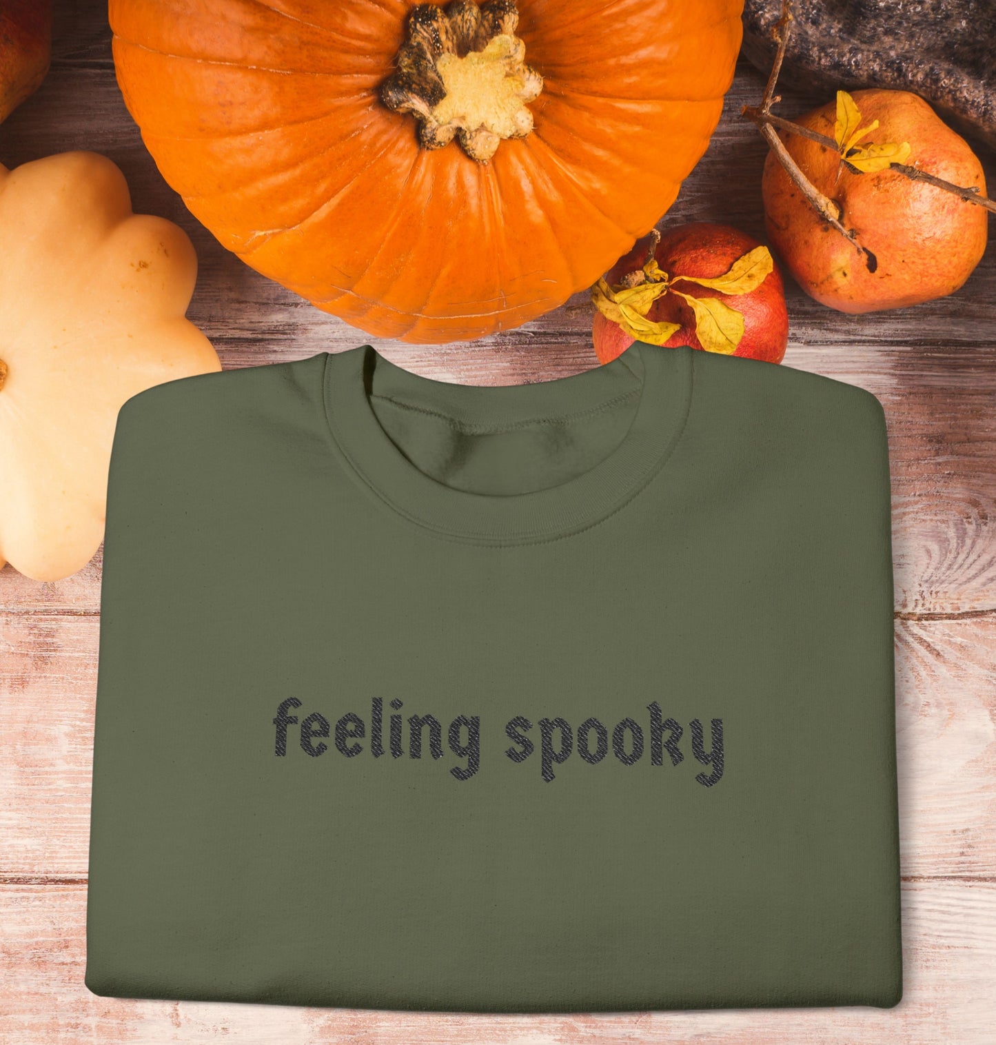 Feeling Spooky Crewneck Sweatshirt – Black Embroidery | Halloween Unisex