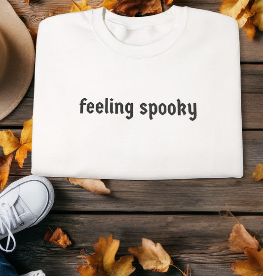 Feeling Spooky Crewneck Sweatshirt – Black Embroidery | Halloween Unisex
