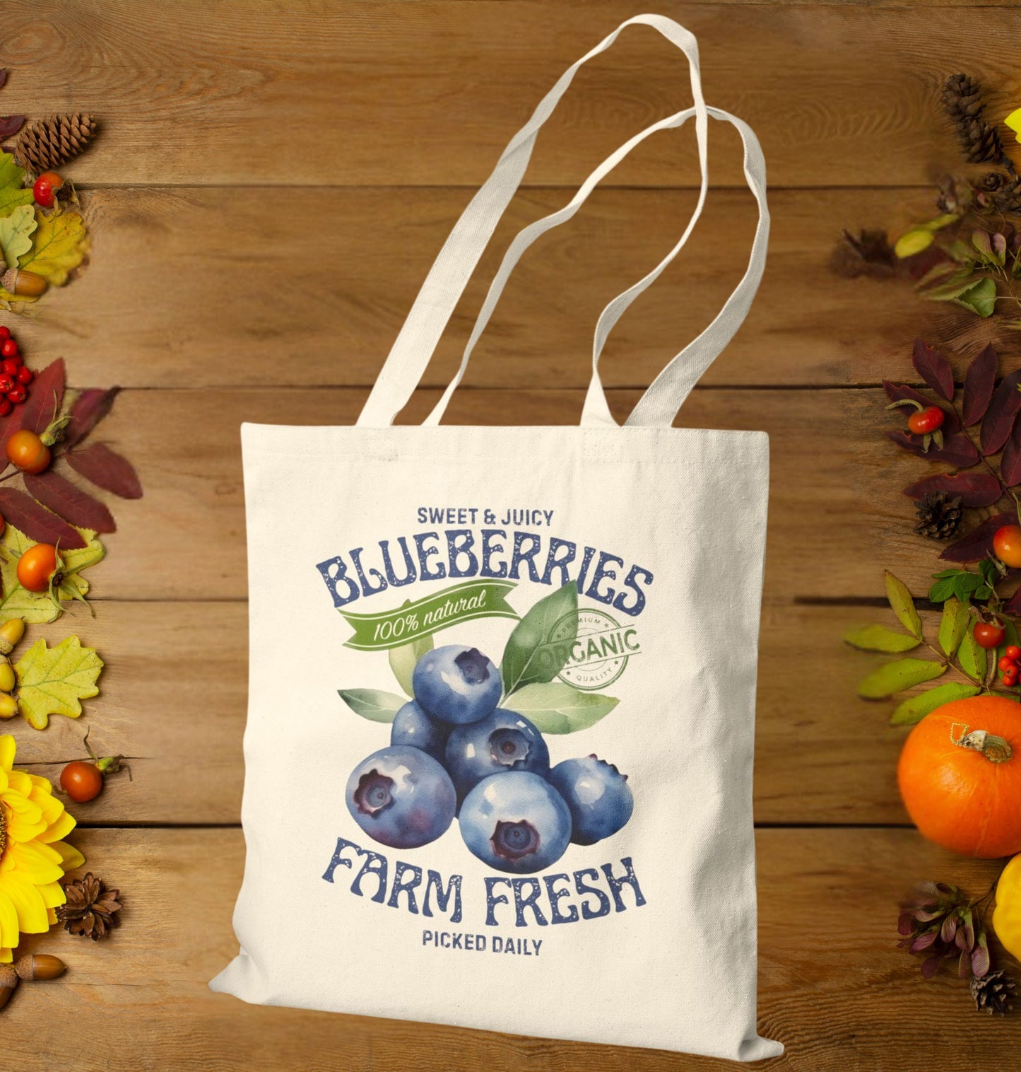 Blueberries Farm Fresh Canvas Tote