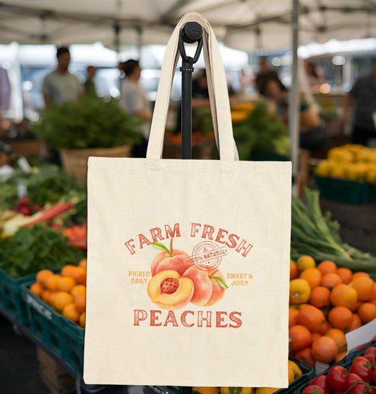 Farm Fresh Peaches Canvas Tote Bag