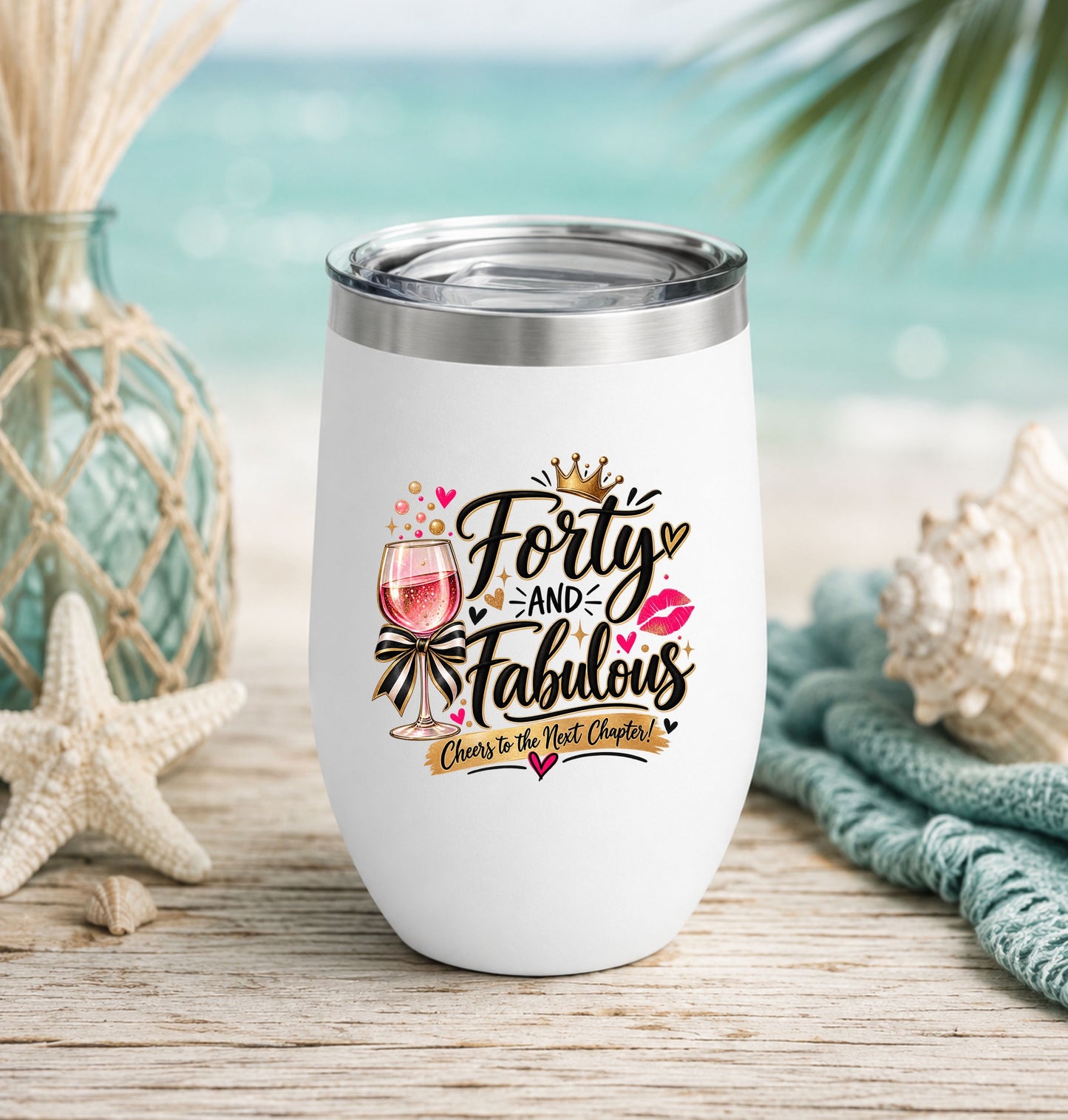 Forty & Fabulous 40th Birthday Wine Tumbler