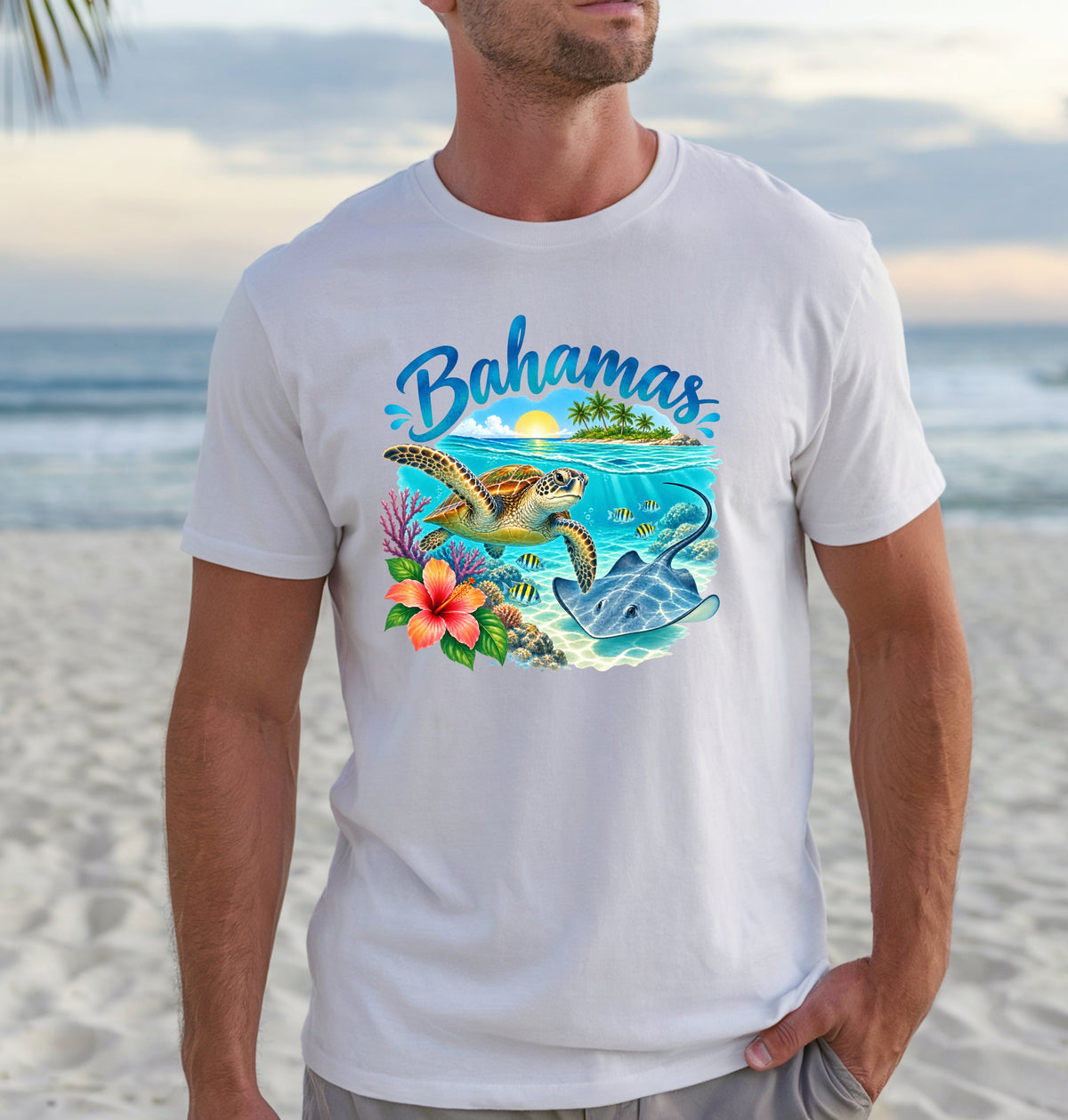 Bahamas Sea Turtle & Stingray Comfort Colors T-Shirt