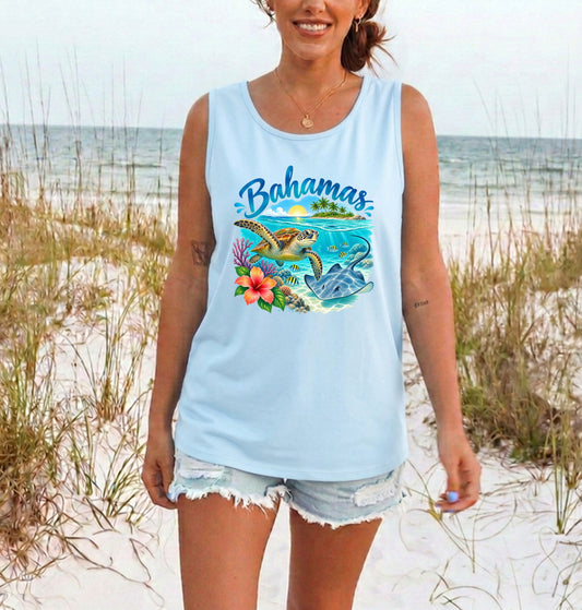 Bahamas Sea Turtle & Stingray Tank Top