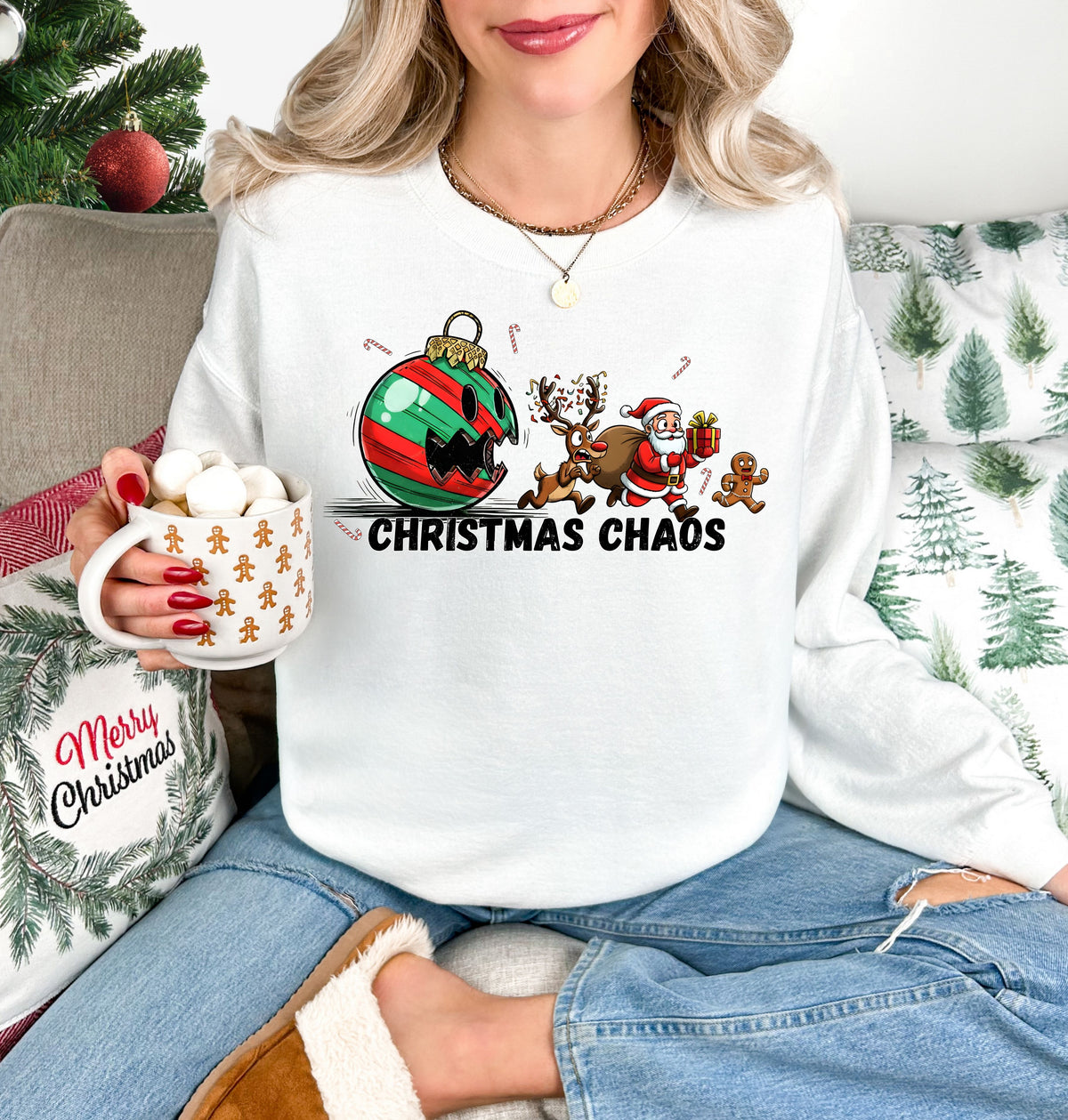 Christmas Chaos Crewneck Sweatshirt | Funny Holiday Sweatshirt