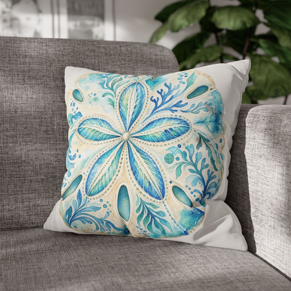 Watercolor Sand Dollar Throw Pillow