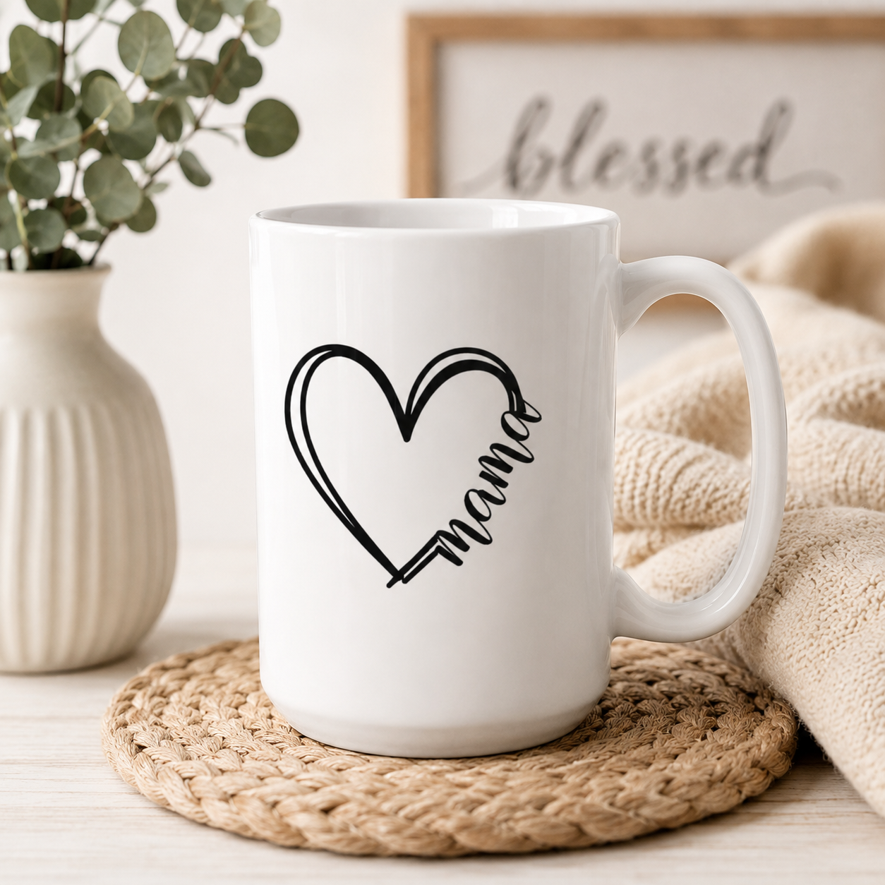 Mama Heart Coffee Mug | Gift for Mom | 11oz & 15oz Ceramic Mug