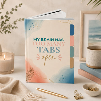 My Brain Has Too Many Tabs Open Hardcover Journal | Funny Lined Notebook