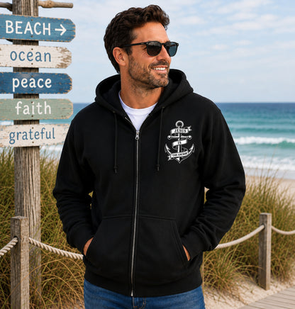 Jesus Is “The Anchor” Christian Zip Hoodie | Nautical Faith Sweatshirt