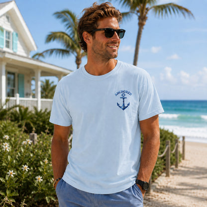 Anchored Watercolor Anchor Coastal T-Shirt | Nautical Tee