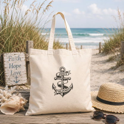 Jesus Is the Anchor Christian Canvas Tote Bag