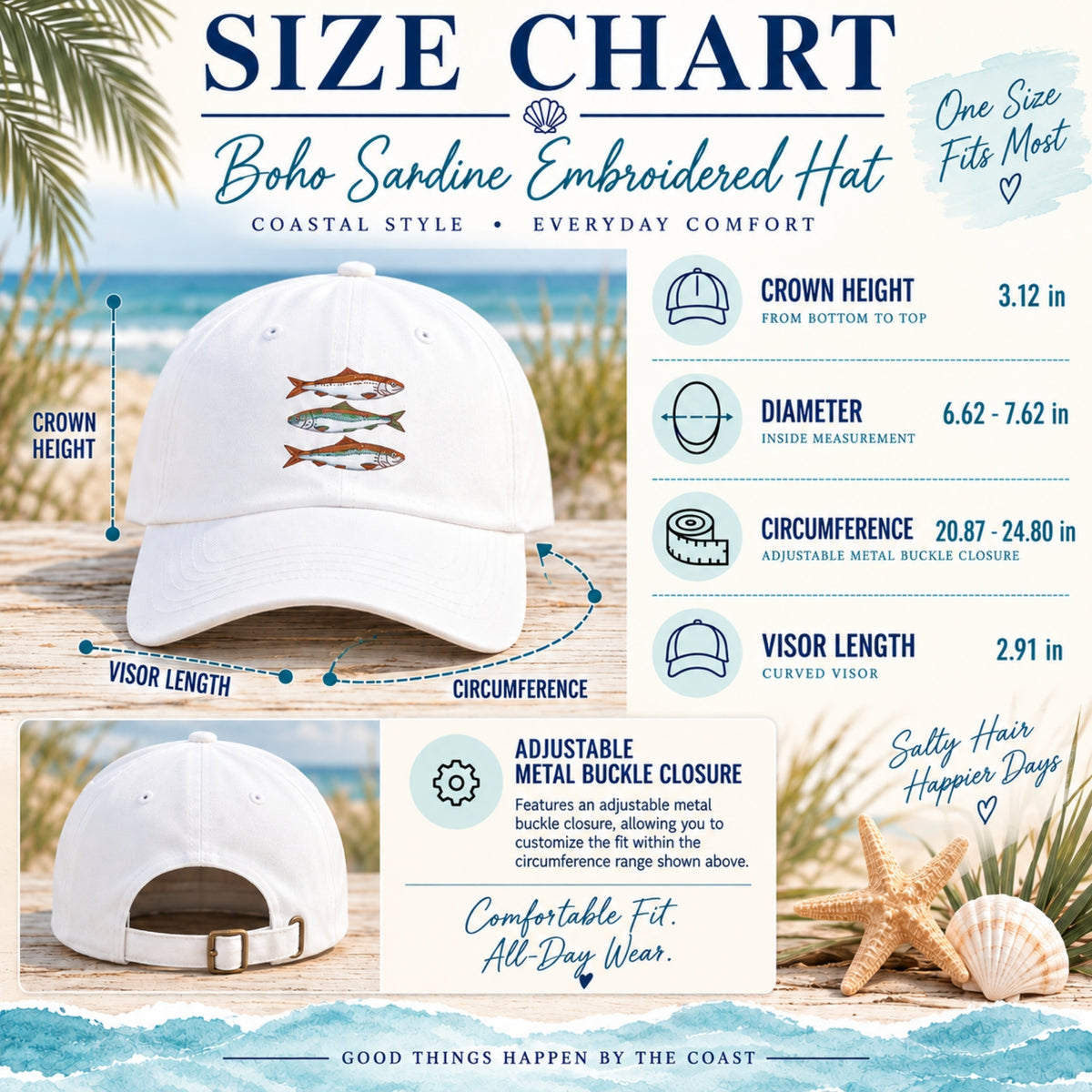 Boho Sardine Embroidered Hat