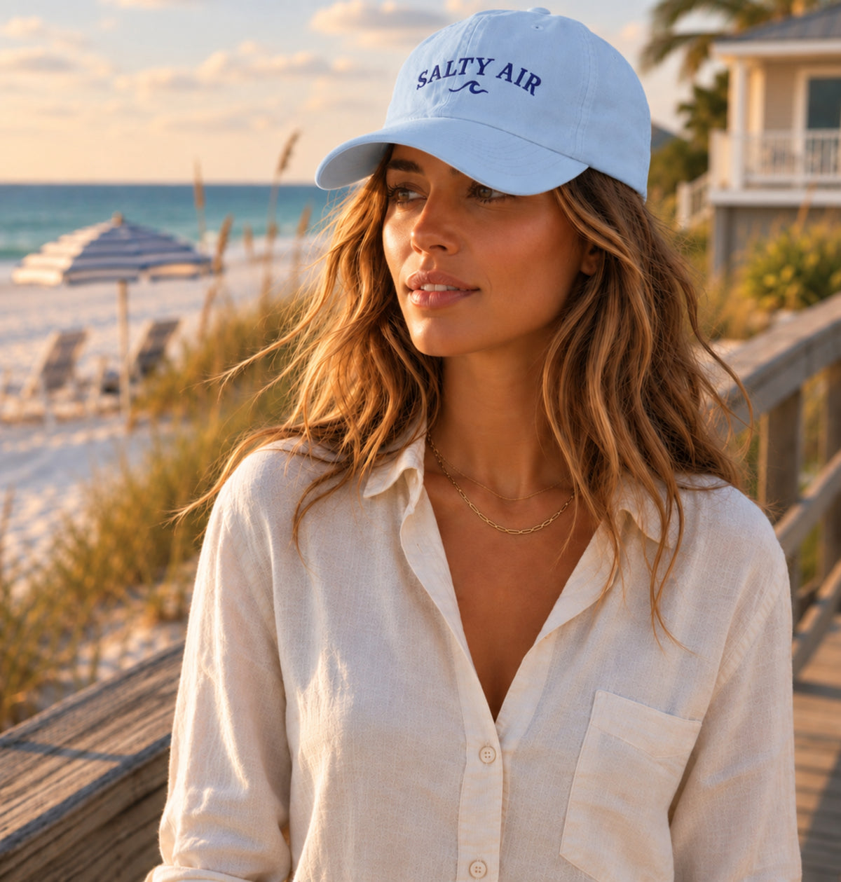 Salty Air Embroidered Hat | Coastal Wave Cap