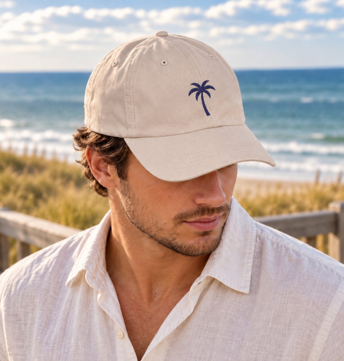 Embroidered Palm Tree Hat | Coastal Beach Cap