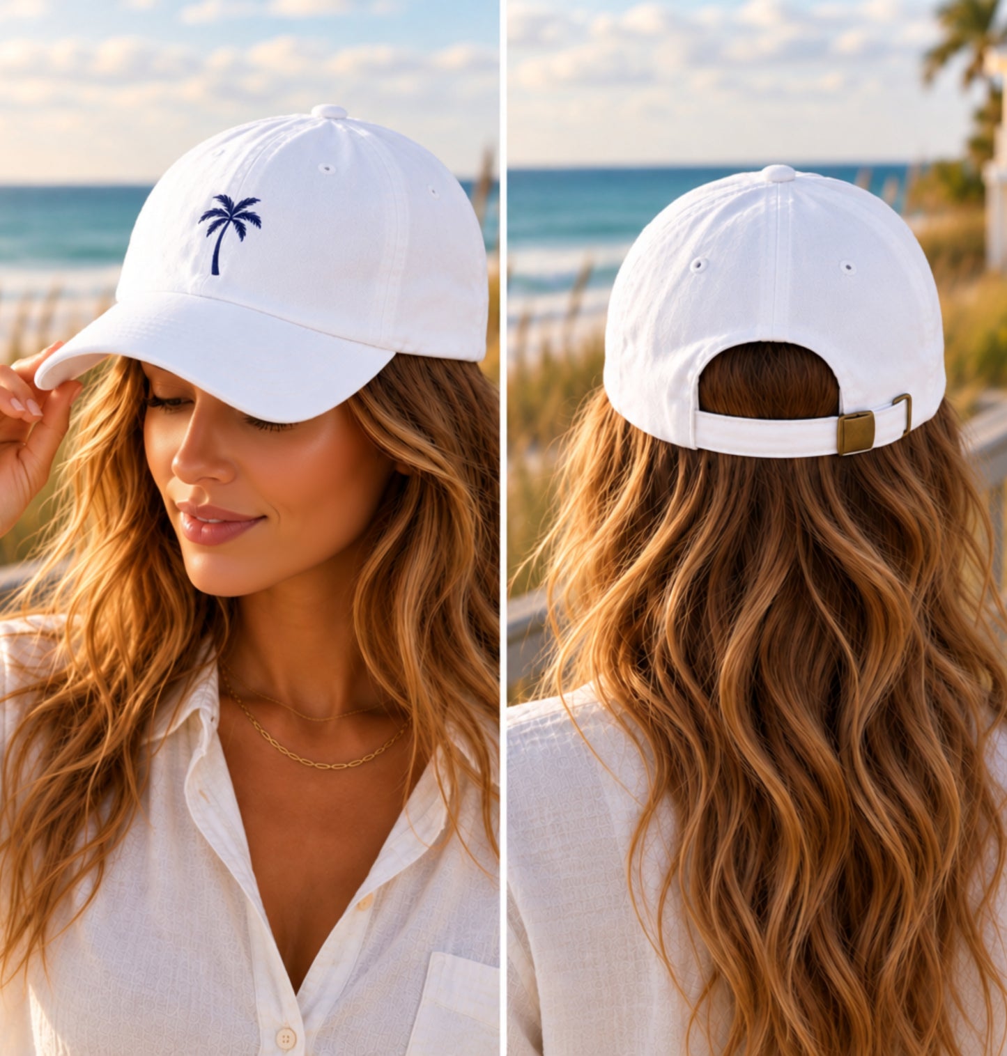 Embroidered Palm Tree Hat | Coastal Beach Cap