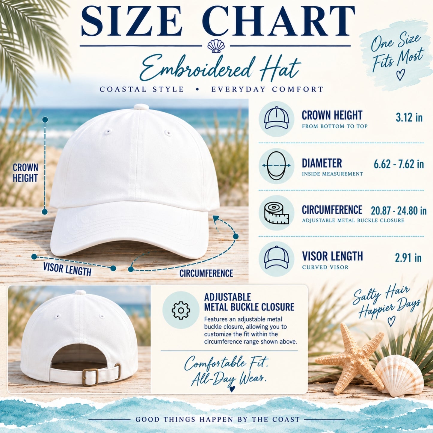 West Coast Embroidered Hat | Palm Tree Coastal Cap