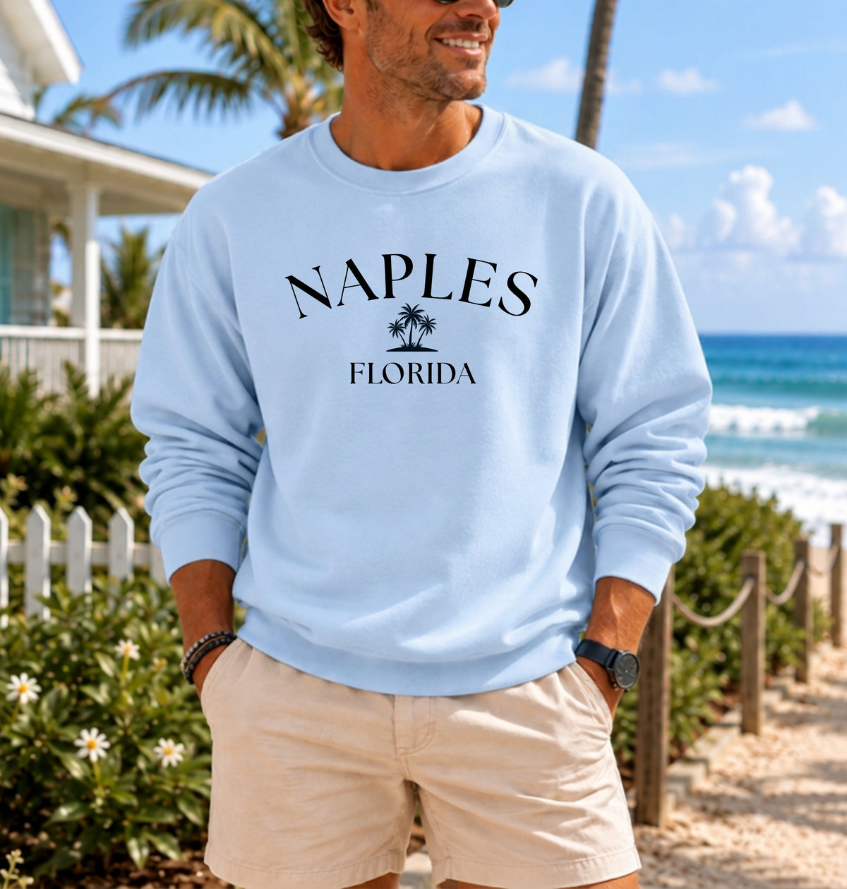 Naples Florida Sweatshirt | Coastal Palm Tree Crewneck