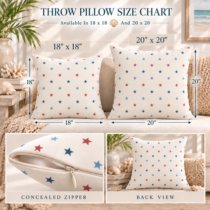 Patriotic Coastal Star Throw Pillow
