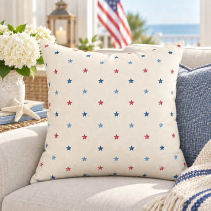 Patriotic Coastal Star Throw Pillow