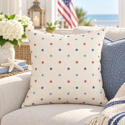 Patriotic Coastal Star Throw Pillow