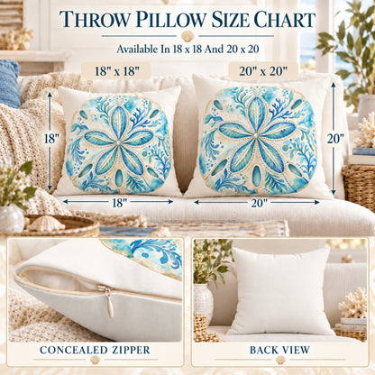 Watercolor Sand Dollar Throw Pillow